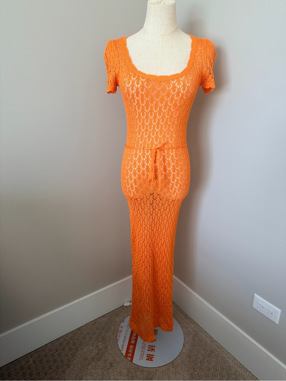 JLUXLABEL Orange Crochet Knit Underwear Cover